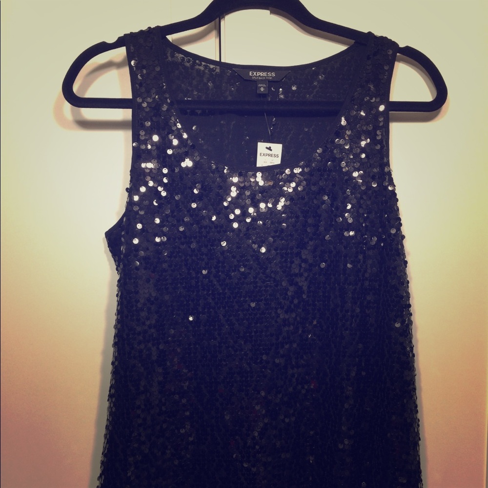 Black Allover Sequin Top
